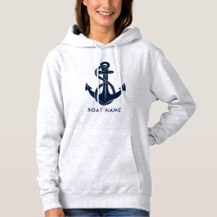 Anpassningsbarna Nautical Boat Namn Navy Blue Anch T Shirt