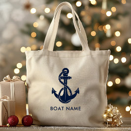 Anpassningsbarna Nautical Navy Blue Anchor Boat Na Jumbo Tygkasse