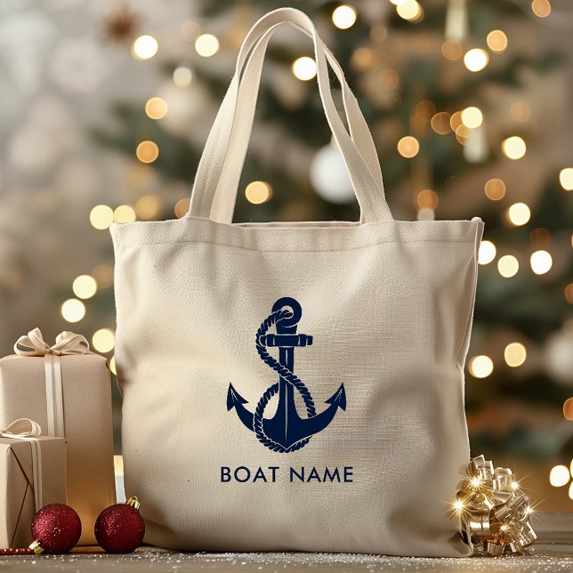 Anpassningsbarna Nautical Navy Blue Anchor Boat Na Jumbo Tygkasse (Navy Blue Anchor Nautical Boating Tote Bag)