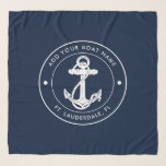 Anpassningsbarna Nautical Navy Blue Anchor Boat Na Sjal<br><div class="desc">Lägg till båten namn och dockan genom att klicka på knappen "Anpassa" ovan. Sätt segeln i stil med vår anpassningsbar nautisk-temedda båtsväljare. Ärren skryter med en söt design som inspirerats av havets underverk och som innehåller klassiska marina motiv som ankare och rep. Vare sig du marscherar längs kusten eller ger...</div>
