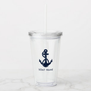 Anpassningsbarna Nautical Navy Blue Anchor Boat Na Take Away Mugg