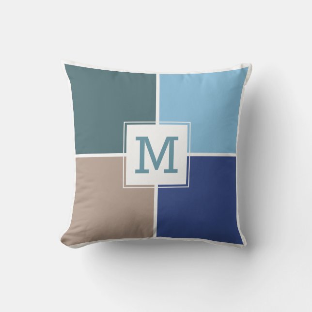 Anpassningsbarna Nautical Tiles monogram dekorativ Kudde (Framsida)