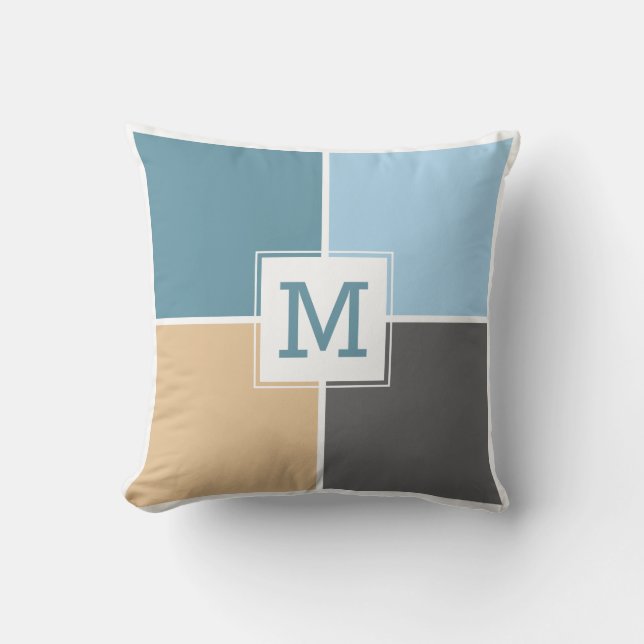 Anpassningsbarna Nautical Tiles monogram dekorativ Kudde (Framsida)