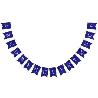 Anpassningsbarna Navy and White OpenFace Brev Vimplar