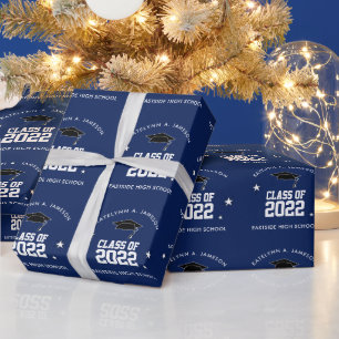 Anpassningsbarna Navy Blue and White Studenten Presentpapper