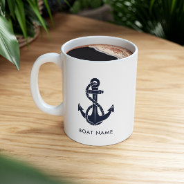 Anpassningsbarna Navy Blue Nautical Anchor Boat Na Två-Tonad Mugg