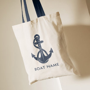 Anpassningsbarna Navy Blue Nautical Anchor Boat Na Tygkasse