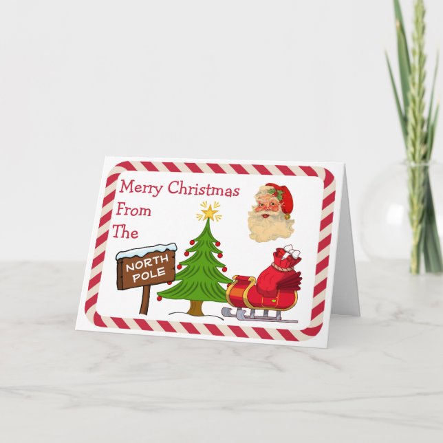 Anpassningsbarna Nordpolen Santa Julgran Candy can Helgkort (Framsida)