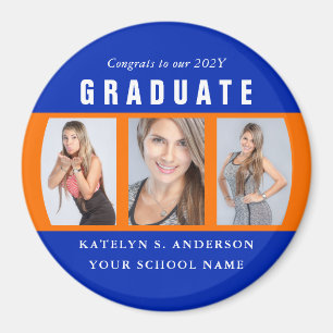 Anpassningsbarna orange och Blue Studenten Photo C Magnet