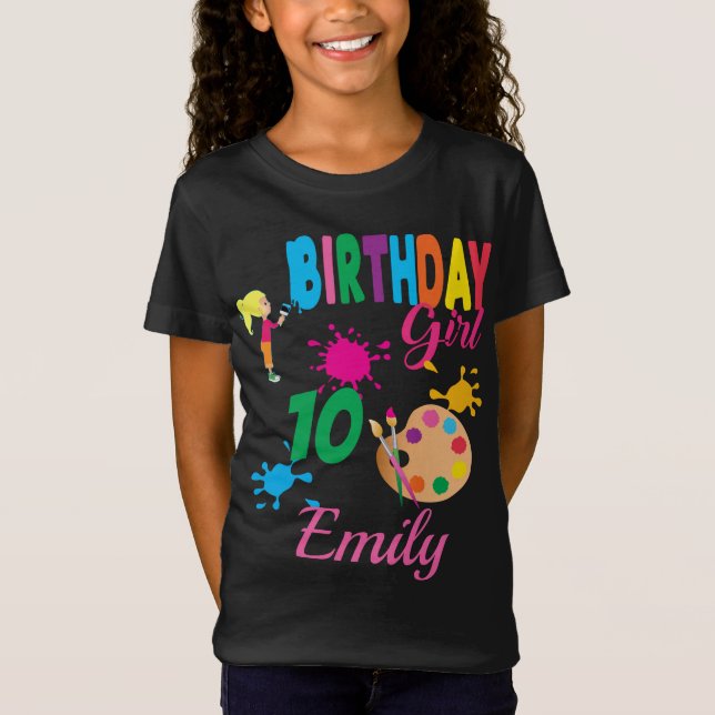 Anpassningsbarna Paint Birthday Art Skapar Party t T Shirt (Framsida)