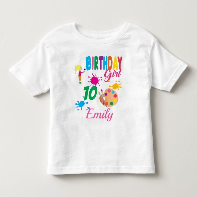 Anpassningsbarna Paint Birthday Art Skapar Party t T Shirt (Framsida)