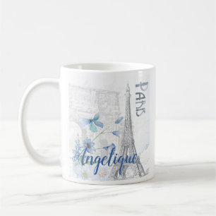 Anpassningsbarna Paris Scene och Blåa blommor Kaffemugg