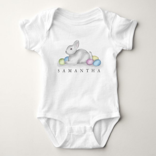 Anpassningsbarna påsk Cute White Cottontail Bunny  T Shirt (Framsida)
