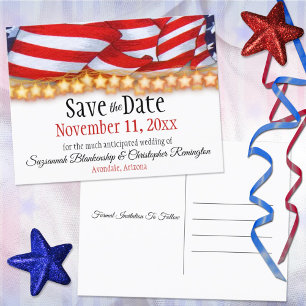 Anpassningsbarna Patriotic Bunting and Stars Spara Meddelande Vykort