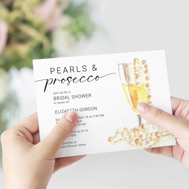 Anpassningsbarna Pearls och Prosecco Möhippa Minim Inbjudningar (Skapare uppladdad)