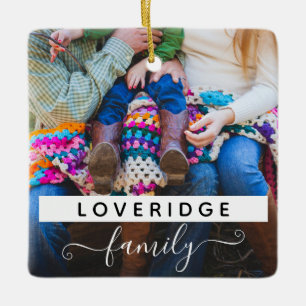 Anpassningsbarna personlig Family Surname Photo j Julgransprydnad Keramik