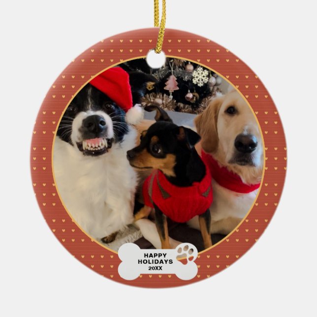 Anpassningsbarna Pet Photo Julgransprydnad Keramik (Framsidan)