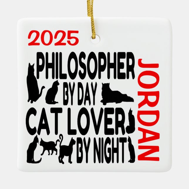 Anpassningsbarna Philosopher Kärlek Cats Julgransprydnad Keramik (Framsida)