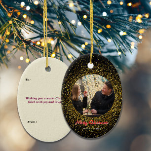 Anpassningsbarna Photo i Jul-mousserande Glitter Julgransprydnad Keramik