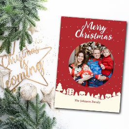 Anpassningsbarna Photo  i julbyn Snö Julkort