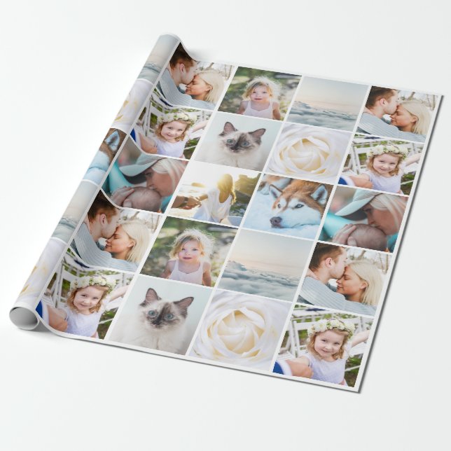 Anpassningsbarna Photos Collage Modern Presentpapper (Utrullad)