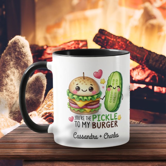Anpassningsbarna "Pickle to My Burger" (ung. ett p Mugg (Funny Couple Gift "Pickle to My Burger" Custom Mug)