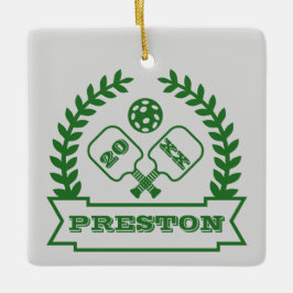 Anpassningsbarna Pickleball år och Namn Julgransprydnad Keramik