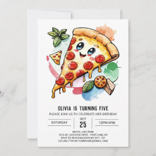 Anpassningsbarna Pizza Birthday Inbjudningar