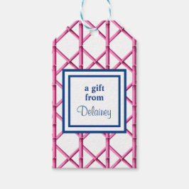 Anpassningsbarna Preppy Rosa Navy Trellis Bamboo M Presentetikett