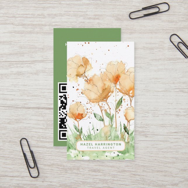 Anpassningsbarna QR-kod för  av akut Blommigt - sk Visitkort (Fram/Back In Situ)