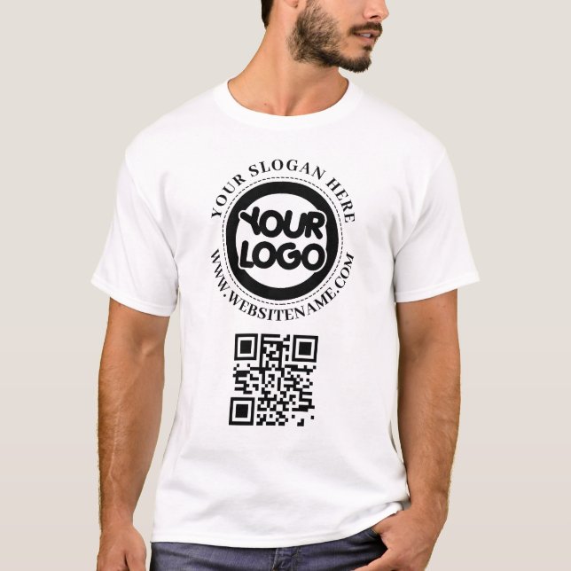 Anpassningsbarna QR-kod för Business Logotyp T Shirt (Framsida)