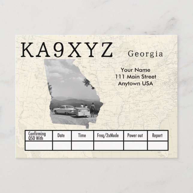 Anpassningsbarna QSL för din Photo Georgia Shaped  Vykort (Framsida)