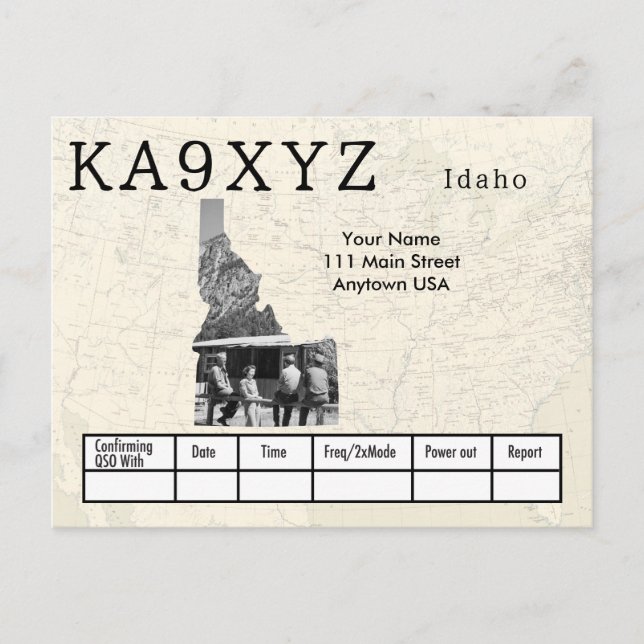 Anpassningsbarna QSL för din Photo Idaho Shaped Cu Vykort (Framsida)