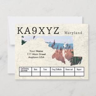 Anpassningsbarna QSL för din Photo Maryland Shaped Vykort