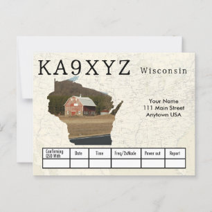Anpassningsbarna QSL för din Photo Wisconsin Shape Vykort