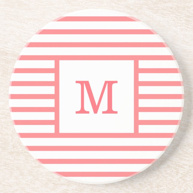 Anpassningsbarna Red and White Rand Monogram Sands Underlägg (Framsidan)