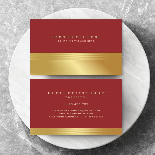 Anpassningsbarna Red Guld Classy Theme Elegant Lux Visitkort (Skapare uppladdad)