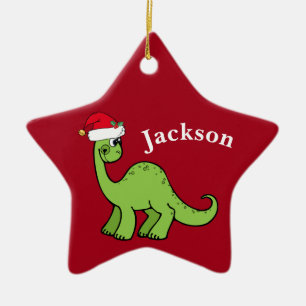 Anpassningsbarna Red jul Kids Dinosaur Santa Star Julgransprydnad Keramik
