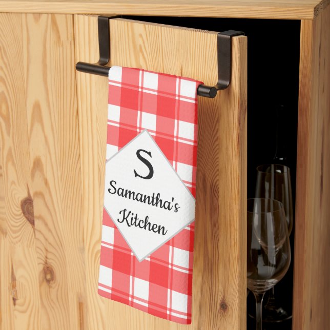 Anpassningsbarna Red White Retro Play för Family N Kökshandduk (Thirds Fold)