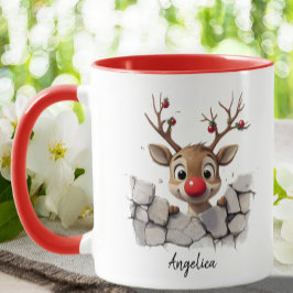 Anpassningsbarna Reindeer Red Nose, söt jul Mugg