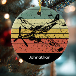 Anpassningsbarna Retro Airplan Aviation Pilot God  Julgransprydnad Keramik