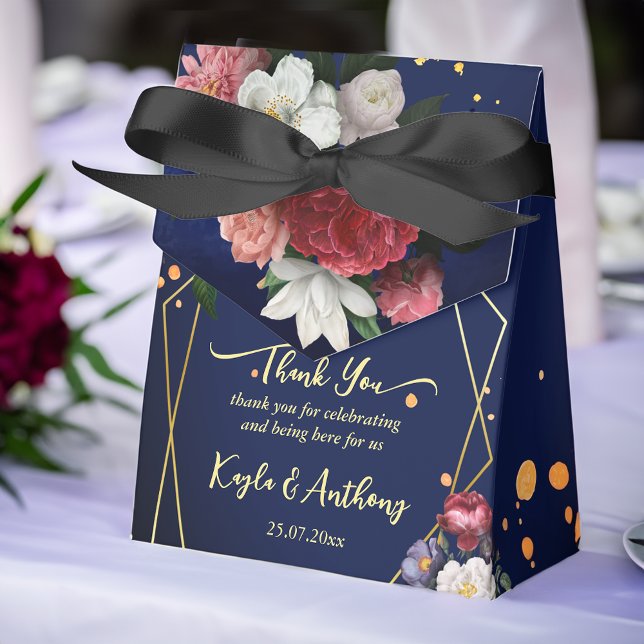Anpassningsbarna ro bröllop i marinblå burgundi presentaskar (Navy blue burgundy roses wedding favors personalized favor box  elegant favor box)