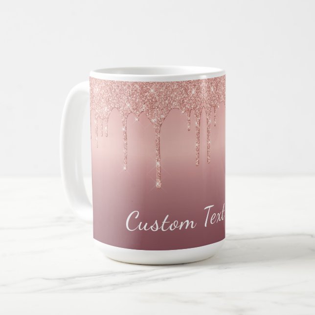 Anpassningsbarna Ro Guld Glitter Namn Mugg Gift (Framsida vänster)