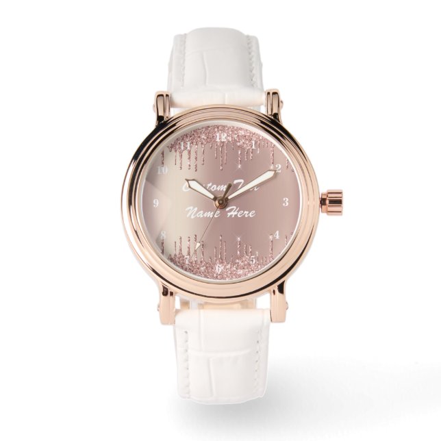 Anpassningsbarna Ro Guld, Glitter, Namn, vaktgåva Armbandsur (Framsida)