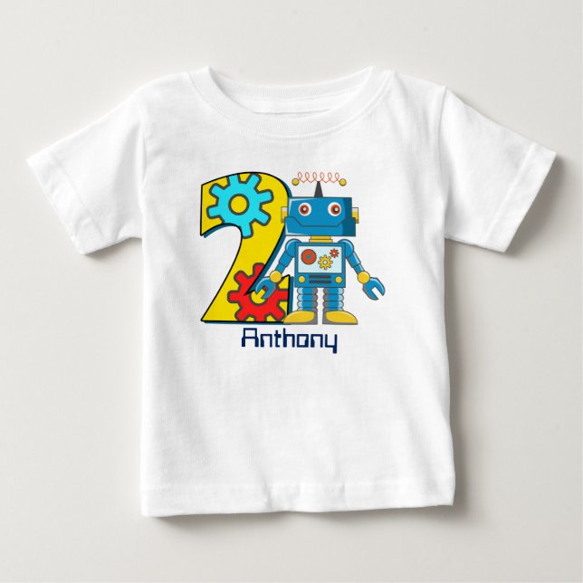 Anpassningsbarna Robot 2:a födelsedagen Tee (Framsida)