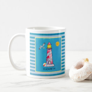 Anpassningsbarna Röd, randad vattenfärgsfyr Kaffemugg