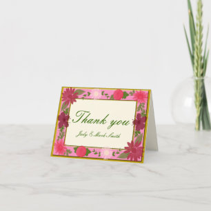 Anpassningsbarna rosa Flowers Tack, kort