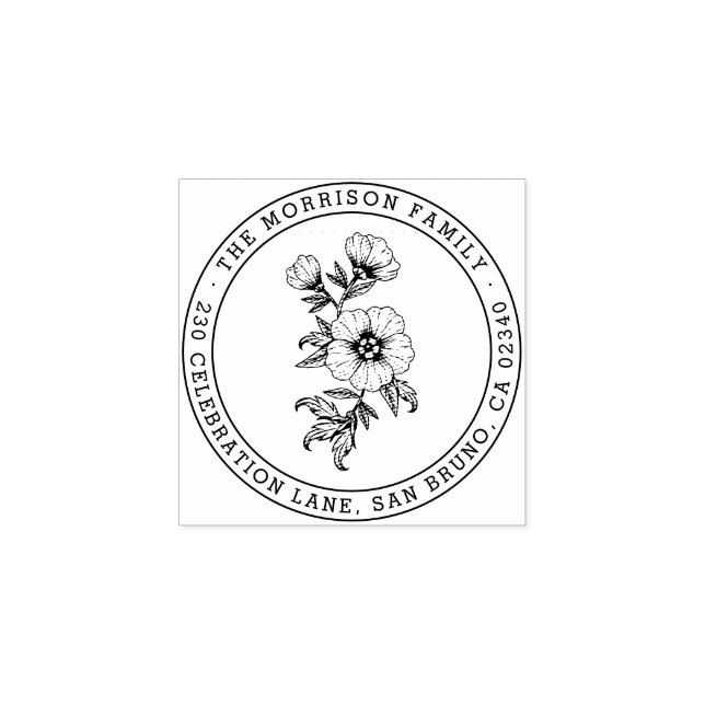 Anpassningsbarna Rund Returadress för chicens Blom Stämpel (Tryck)