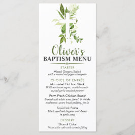 Anpassningsbarna Rustic Greenery Kor Boy Baptism Meny