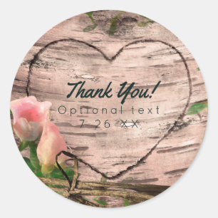 Anpassningsbarna Rustic Rosa ros & Vines White Bir Runt Klistermärke